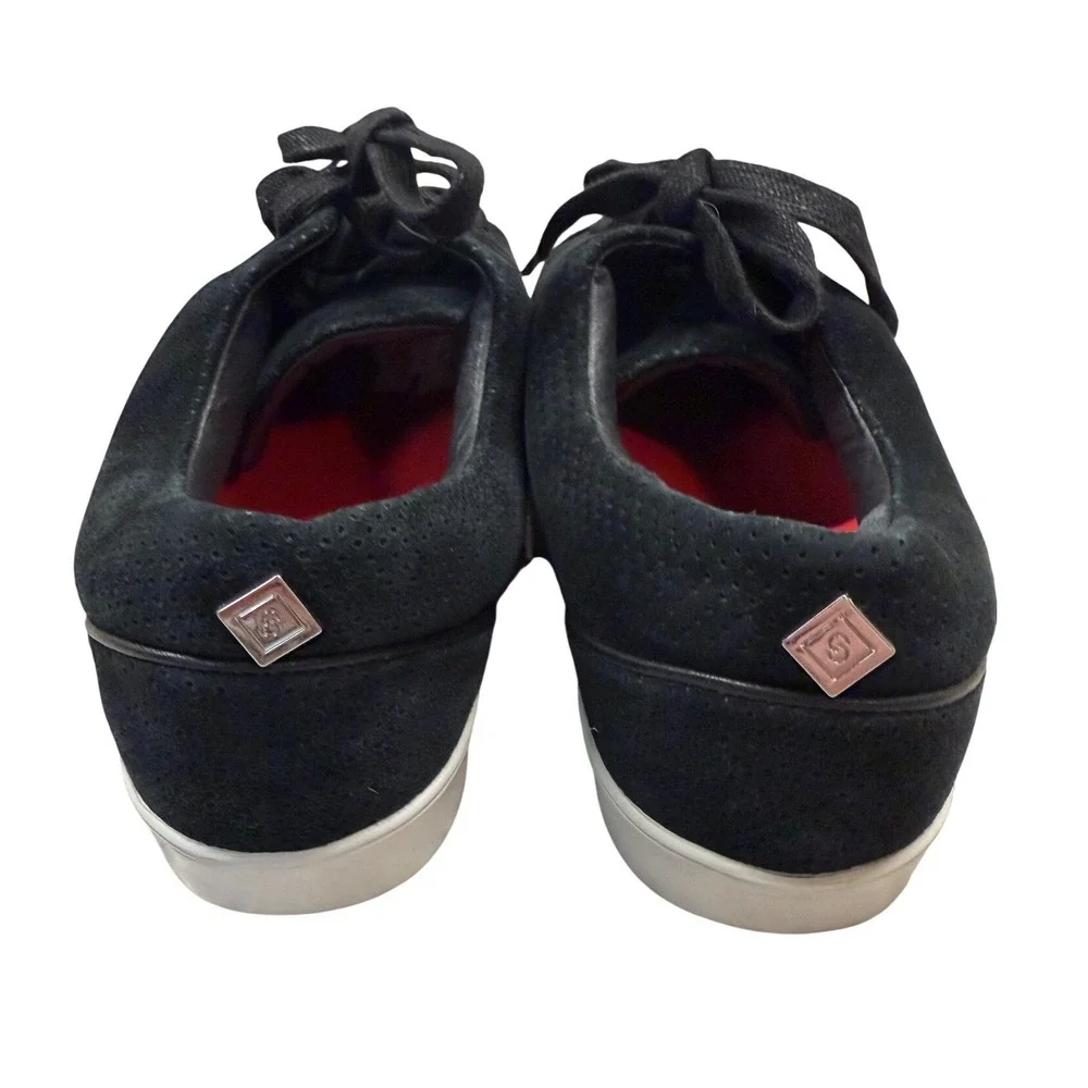 Cocktail Sneakers Black Suede Leather‎ Cap Toe Lace Casual Size 9 RARE